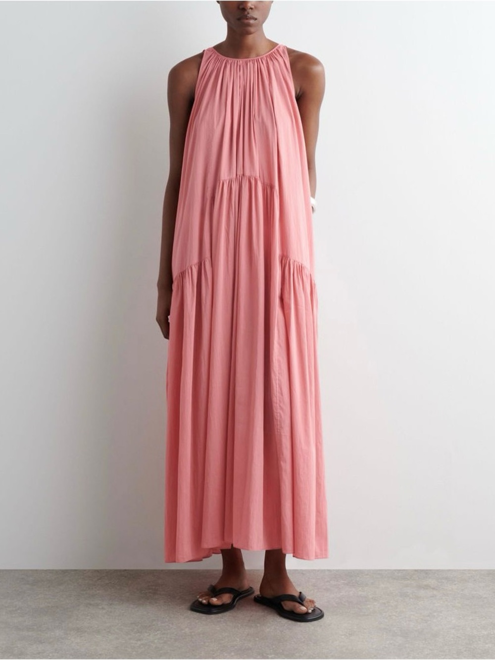 COS Lyocell Gathered Halter Maxi Dress Pink Flowy Wedding Guest Resort 12